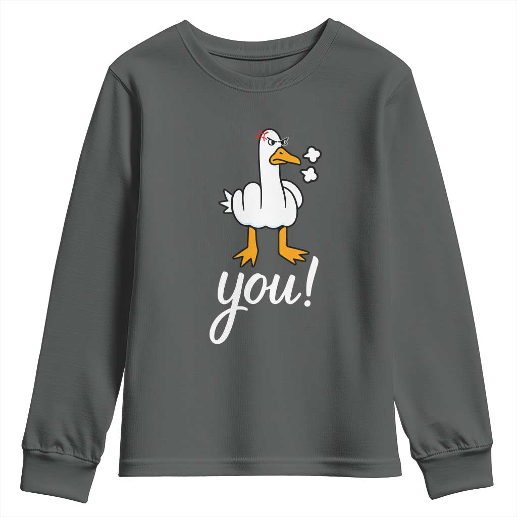 Funny Sarcastic Duck You Youth Sweatshirt Farm Animal Gift TS12 Dark Heather Print Your Wear