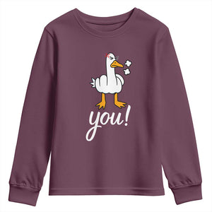 Funny Sarcastic Duck You Youth Sweatshirt Farm Animal Gift TS12 Maroon Print Your Wear