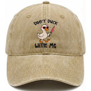 Do Not Duck With Me Washed Cotton Baseball Cap Funny Duck Gift TS12 Print Your Wear