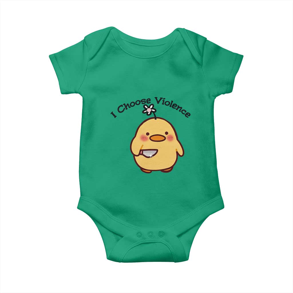 I Choose Violence Baby Onesie Funny Duck With Knife Gift TS12 Irish Green Print Your Wear