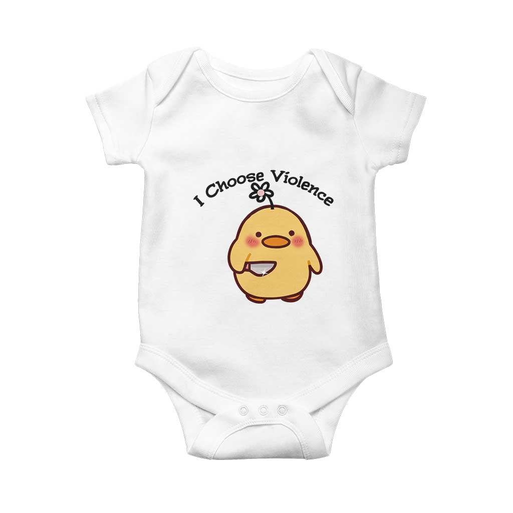 I Choose Violence Baby Onesie Funny Duck With Knife Gift TS12 White Print Your Wear
