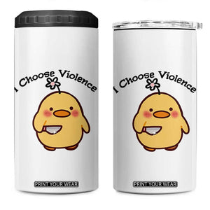 I Choose Violence 4 in 1 Can Cooler Tumbler Funny Duck With Knife Gift TS12 One Size: 16 oz White Print Your Wear