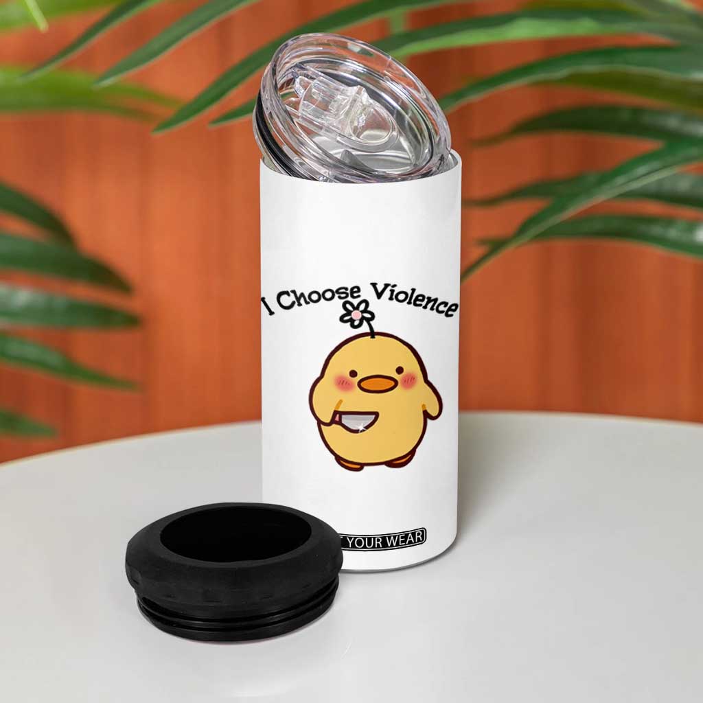 I Choose Violence 4 in 1 Can Cooler Tumbler Funny Duck With Knife Gift TS12 Print Your Wear