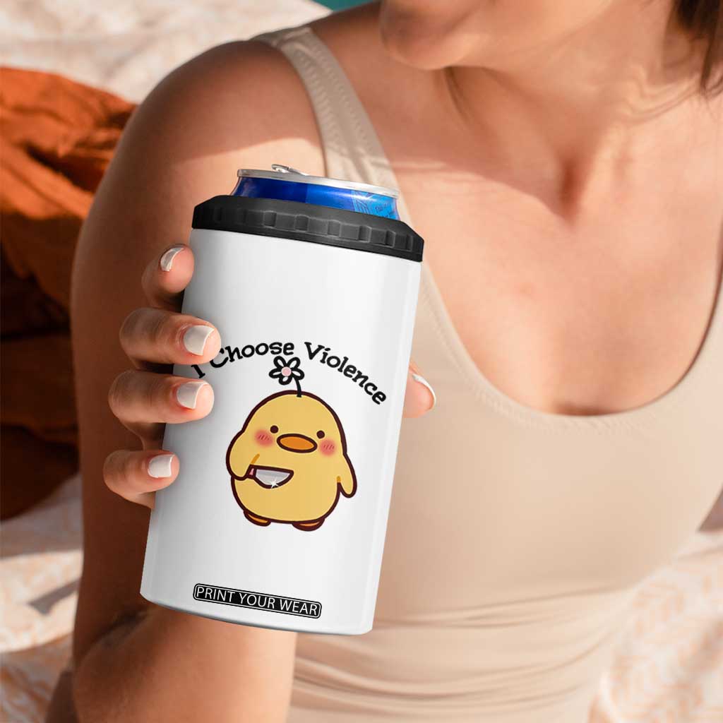 I Choose Violence 4 in 1 Can Cooler Tumbler Funny Duck With Knife Gift TS12 Print Your Wear