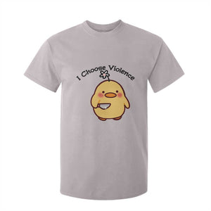 I Choose Violence T Shirt For Kid Funny Duck With Knife Gift TS12 Ice Gray Print Your Wear