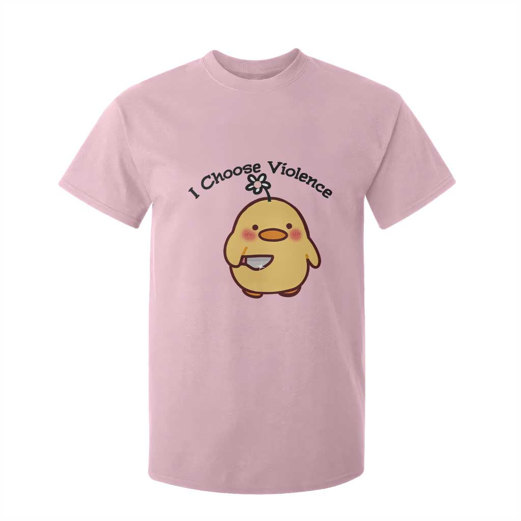 I Choose Violence T Shirt For Kid Funny Duck With Knife Gift TS12 Light Pink Print Your Wear