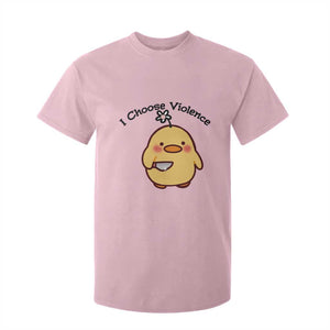 I Choose Violence T Shirt For Kid Funny Duck With Knife Gift TS12 Light Pink Print Your Wear