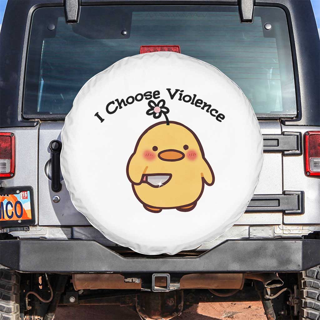 I Choose Violence Spare Tire Cover Funny Duck With Knife Gift TS12 No hole White Print Your Wear