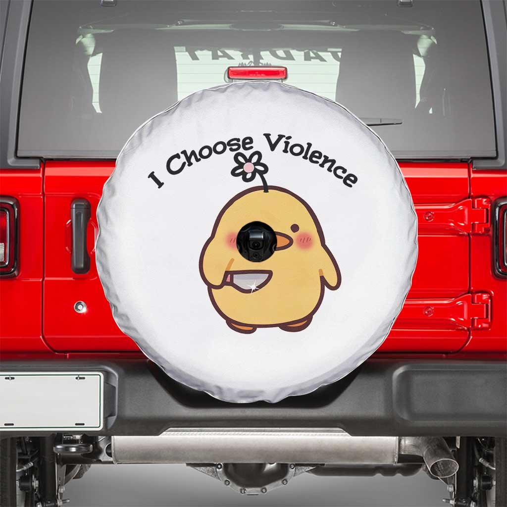 I Choose Violence Spare Tire Cover Funny Duck With Knife Gift TS12 White Print Your Wear