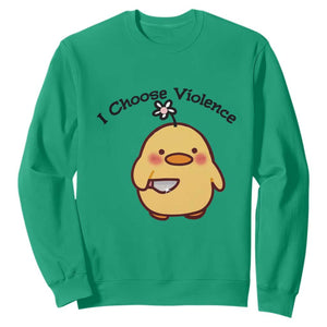I Choose Violence Sweatshirt Funny Duck With Knife Gift TS12 Irish Green Print Your Wear