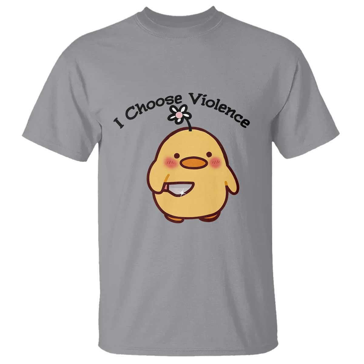 I Choose Violence T Shirt Funny Duck With Knife Gift TS12 Sport Gray Print Your Wear