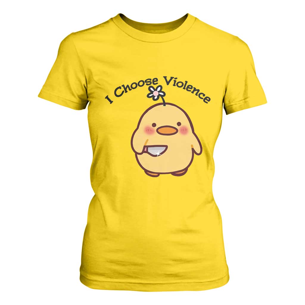 I Choose Violence T Shirt For Women Funny Duck With Knife Gift TS12 Daisy Print Your Wear