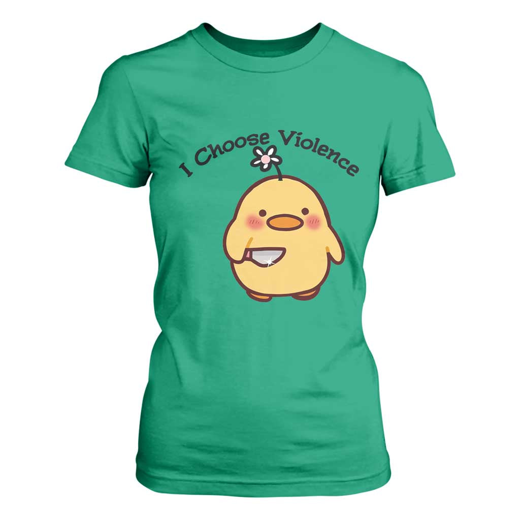 I Choose Violence T Shirt For Women Funny Duck With Knife Gift TS12 Irish Green Print Your Wear