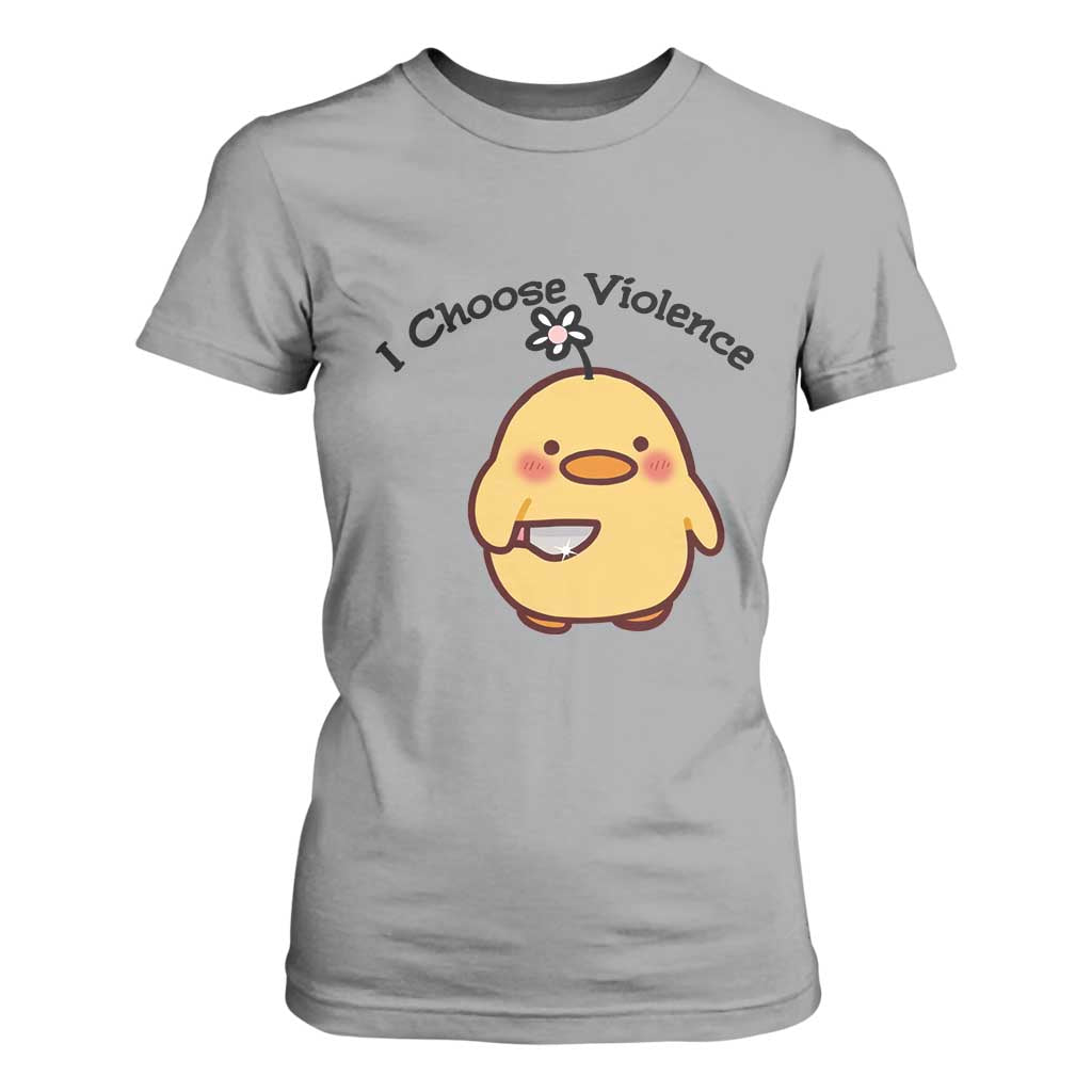 I Choose Violence T Shirt For Women Funny Duck With Knife Gift TS12 Sport Gray Print Your Wear