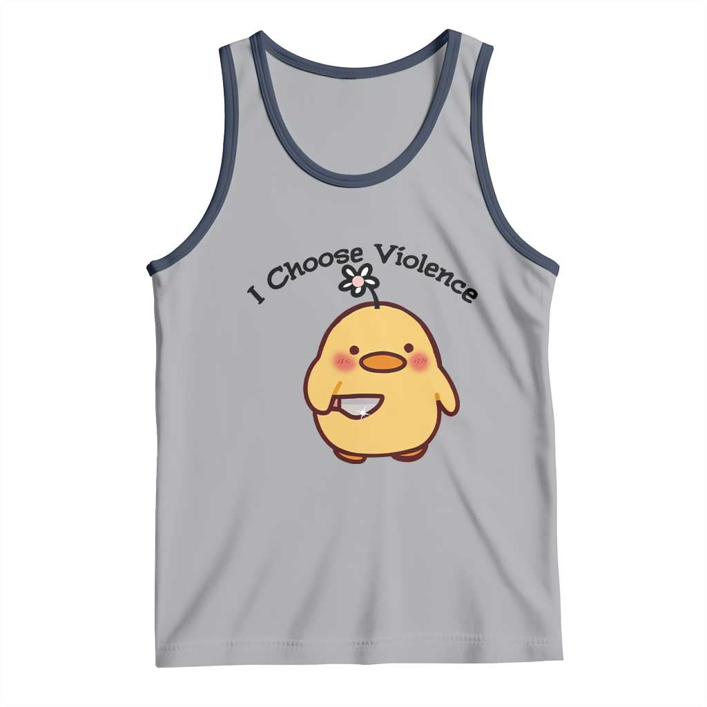 I Choose Violence Tank Top Funny Duck With Knife Gift TS12 Athletic Heather Navy Print Your Wear