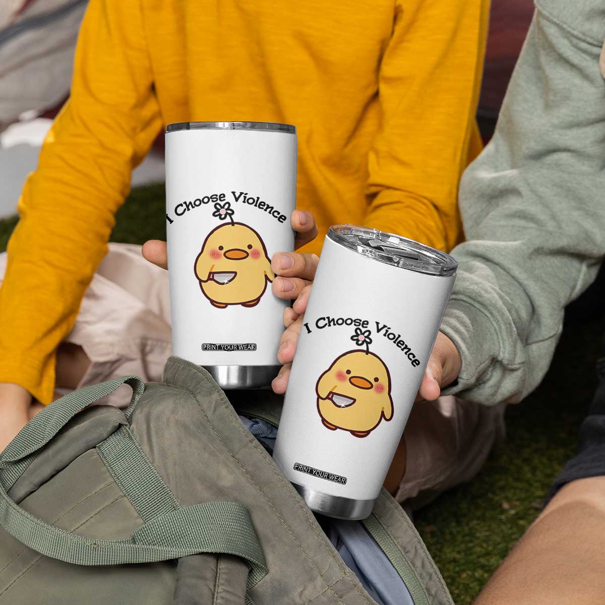 I Choose Violence Tumbler Cup Funny Duck With Knife Gift TS12 Print Your Wear