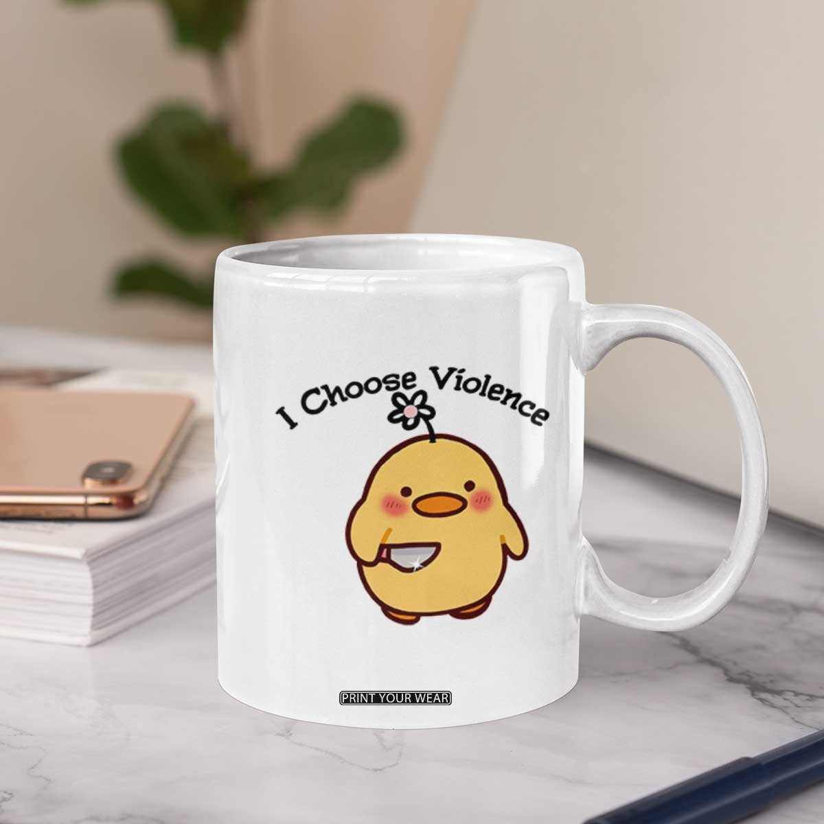 I Choose Violence Coffee Mug Funny Duck With Knife Gift TS12 Print Your Wear