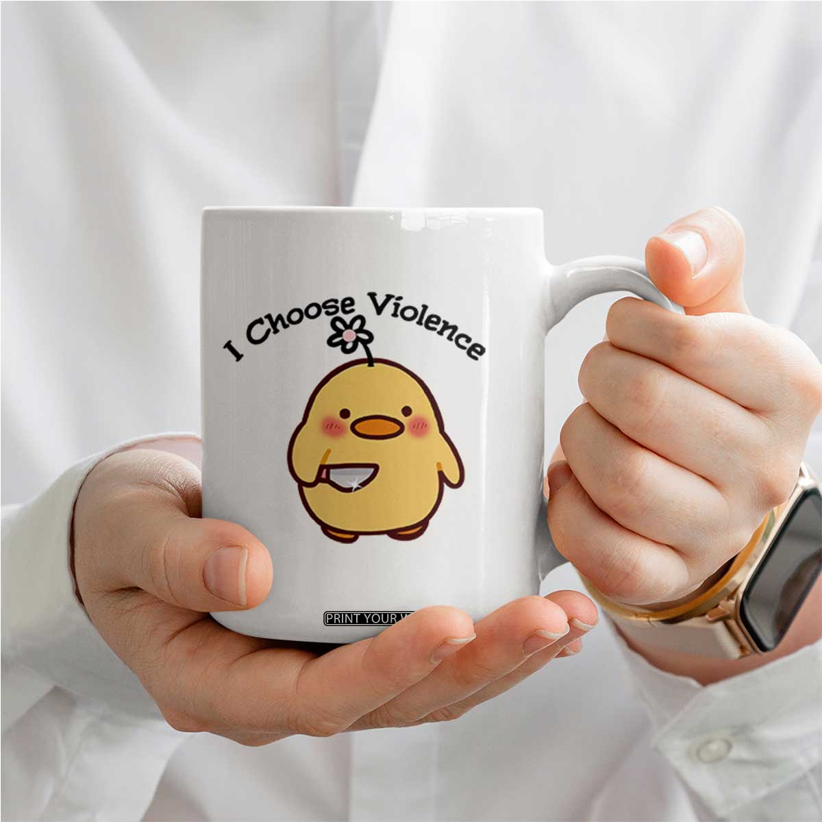 I Choose Violence Coffee Mug Funny Duck With Knife Gift TS12 Print Your Wear