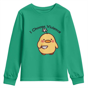 I Choose Violence Youth Sweatshirt Funny Duck With Knife Gift TS12 Irish Green Print Your Wear