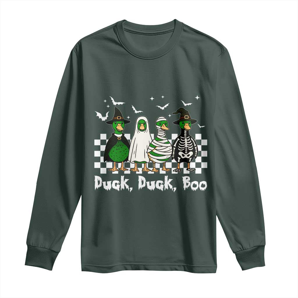 Halloween Duck Duck Boo Long Sleeve Shirt Funny Spooky Gift TS12 Dark Forest Green Print Your Wear