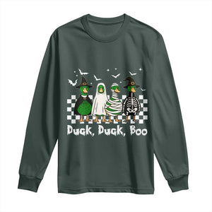 Halloween Duck Duck Boo Long Sleeve Shirt Funny Spooky Gift TS12 Dark Forest Green Print Your Wear