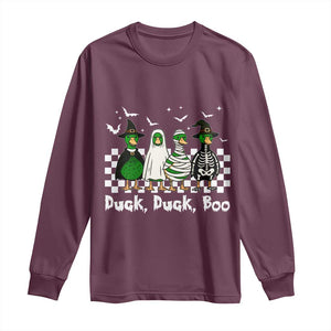 Halloween Duck Duck Boo Long Sleeve Shirt Funny Spooky Gift TS12 Maroon Print Your Wear