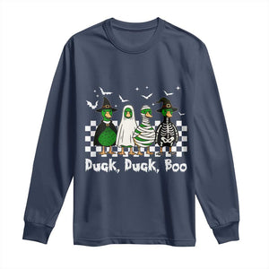 Halloween Duck Duck Boo Long Sleeve Shirt Funny Spooky Gift TS12 Navy Print Your Wear