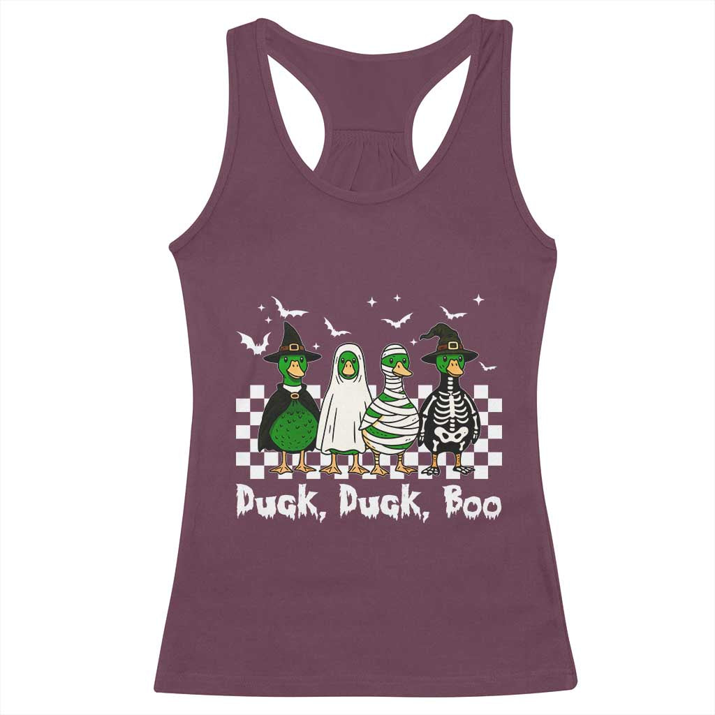 Halloween Duck Duck Boo Racerback Tank Top Funny Spooky Gift TS12 Maroon Print Your Wear