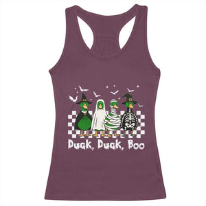 Halloween Duck Duck Boo Racerback Tank Top Funny Spooky Gift TS12 Maroon Print Your Wear