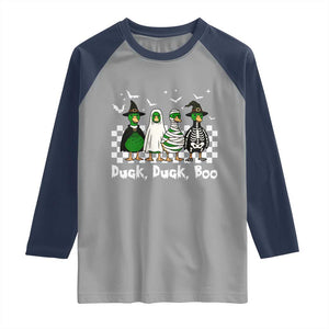 Halloween Duck Duck Boo Raglan Shirt Funny Spooky Gift TS12 Sport Gray Navy Print Your Wear