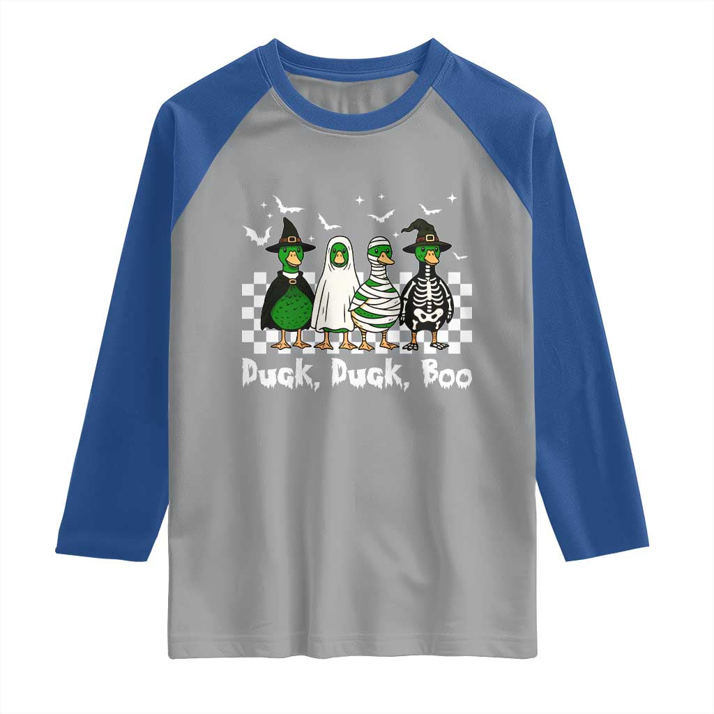 Halloween Duck Duck Boo Raglan Shirt Funny Spooky Gift TS12 Sport Gray Royal Print Your Wear