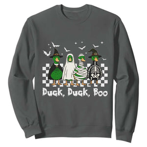 Halloween Duck Duck Boo Sweatshirt Funny Spooky Gift TS12 Dark Heather Print Your Wear