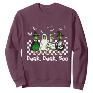 Halloween Duck Duck Boo Sweatshirt Funny Spooky Gift TS12 Maroon Print Your Wear