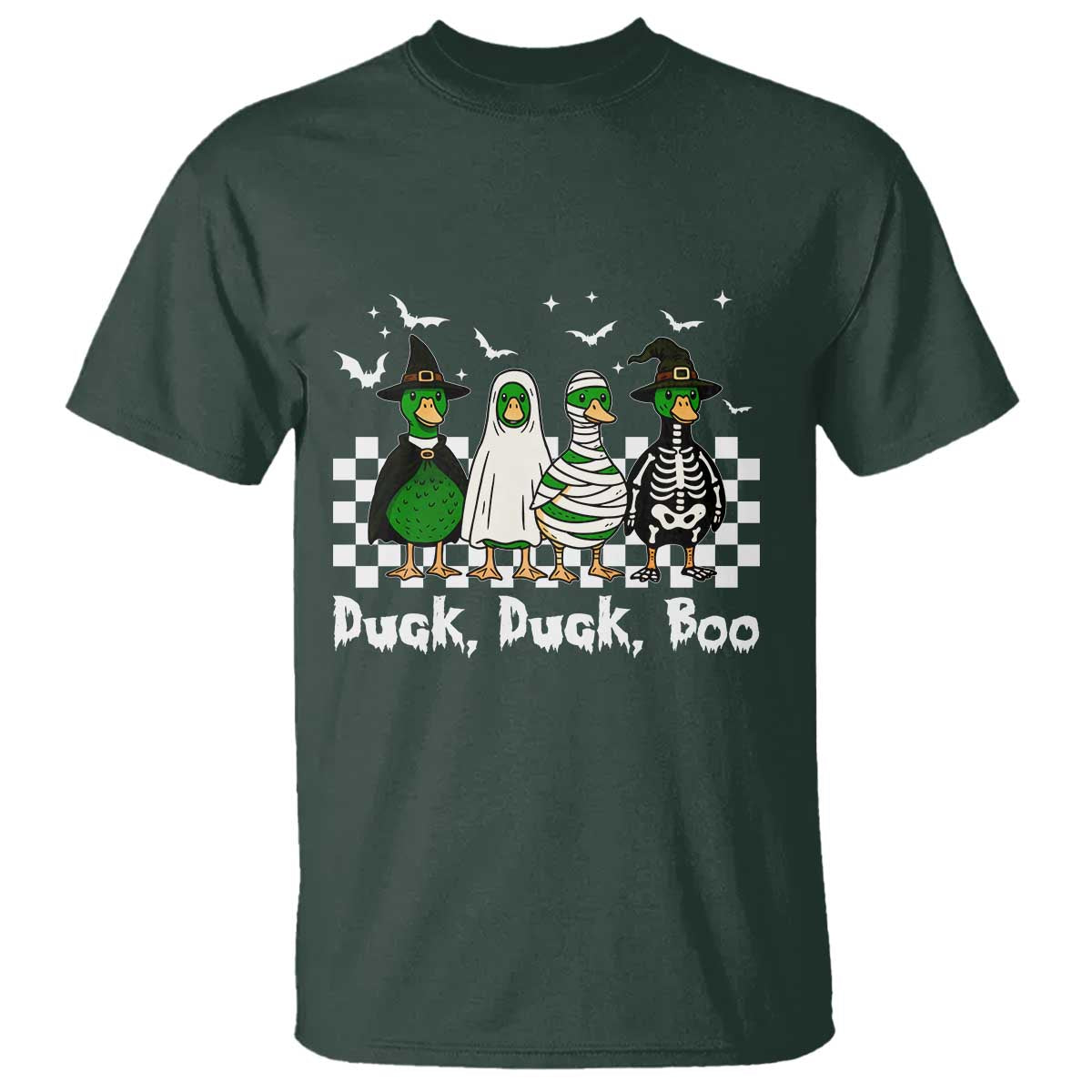 Halloween Duck Duck Boo T Shirt Funny Spooky Gift TS12 Dark Forest Green Print Your Wear