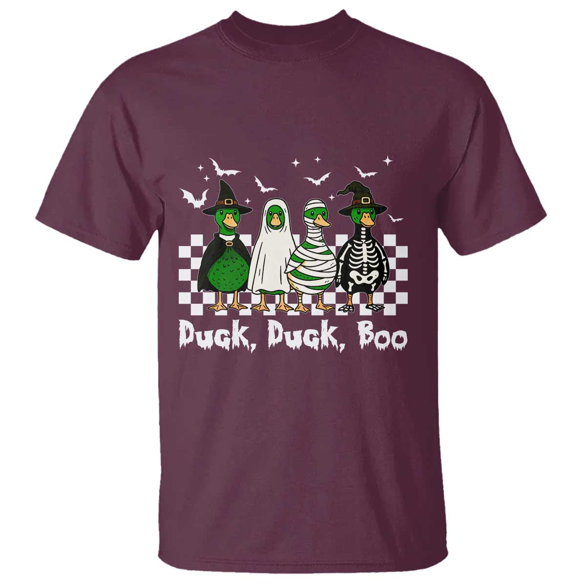 Halloween Duck Duck Boo T Shirt Funny Spooky Gift TS12 Maroon Print Your Wear