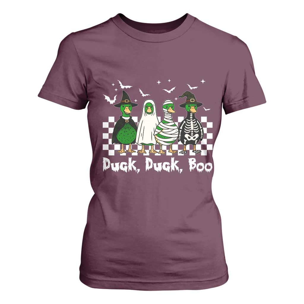 Halloween Duck Duck Boo T Shirt For Women Funny Spooky Gift TS12 Maroon Print Your Wear