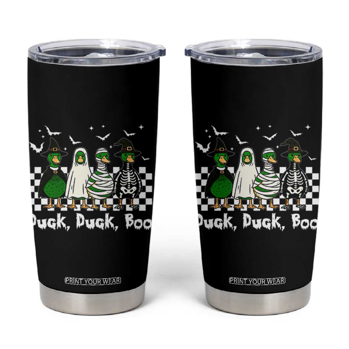 Halloween Duck Duck Boo Tumbler Cup Funny Spooky Gift TS12 Black Print Your Wear