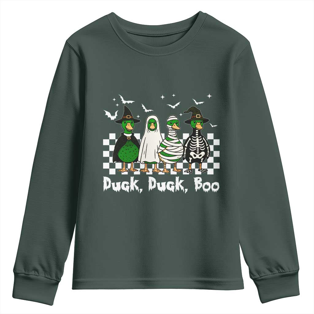 Halloween Duck Duck Boo Youth Sweatshirt Funny Spooky Gift TS12 Dark Forest Green Print Your Wear