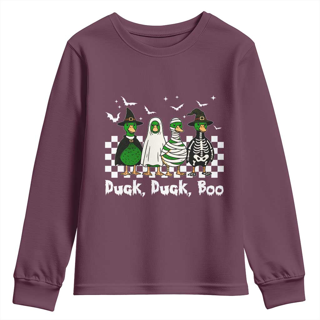 Halloween Duck Duck Boo Youth Sweatshirt Funny Spooky Gift TS12 Maroon Print Your Wear