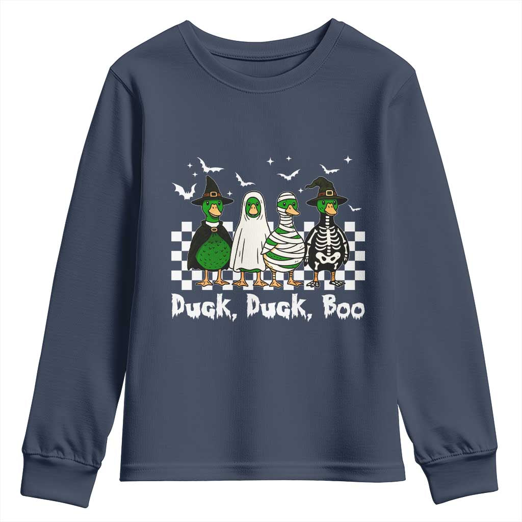 Halloween Duck Duck Boo Youth Sweatshirt Funny Spooky Gift TS12 Navy Print Your Wear