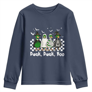 Halloween Duck Duck Boo Youth Sweatshirt Funny Spooky Gift TS12 Navy Print Your Wear