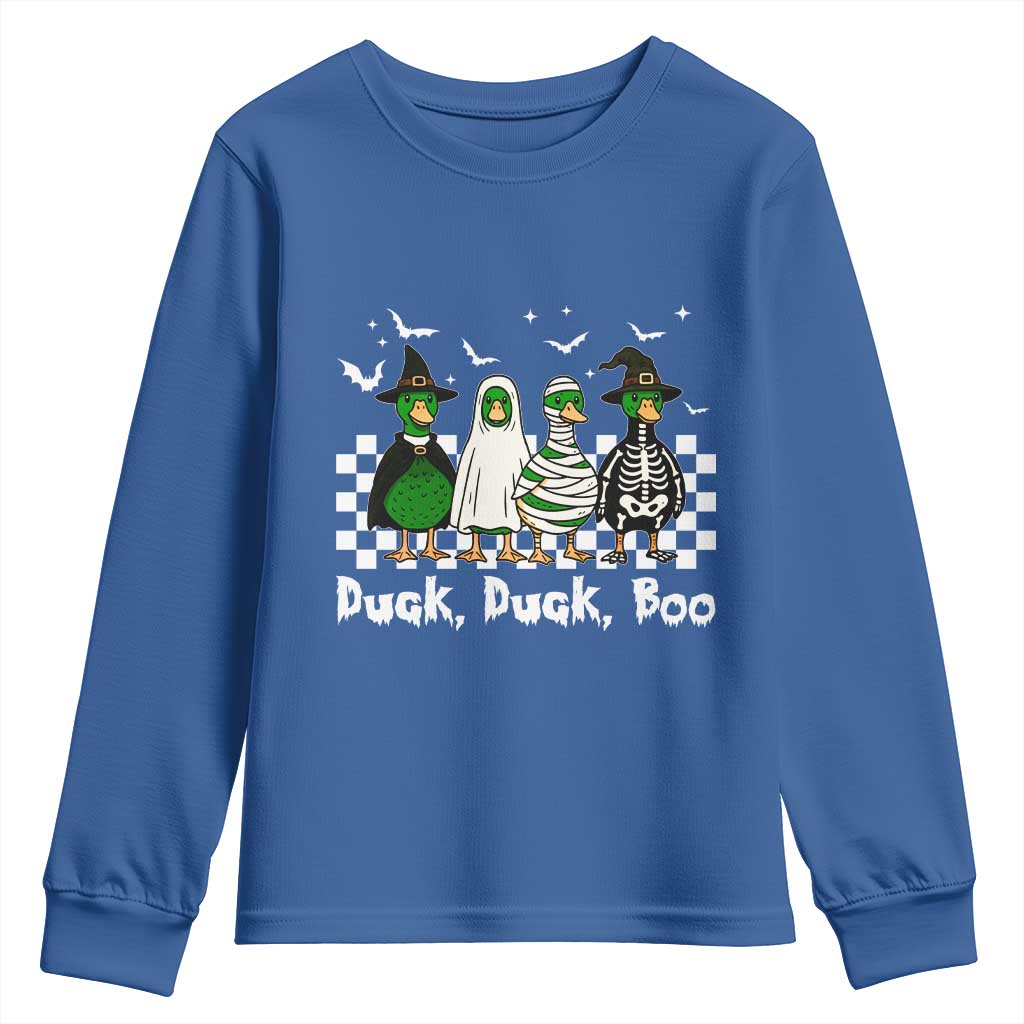 Halloween Duck Duck Boo Youth Sweatshirt Funny Spooky Gift TS12 Royal Blue Print Your Wear