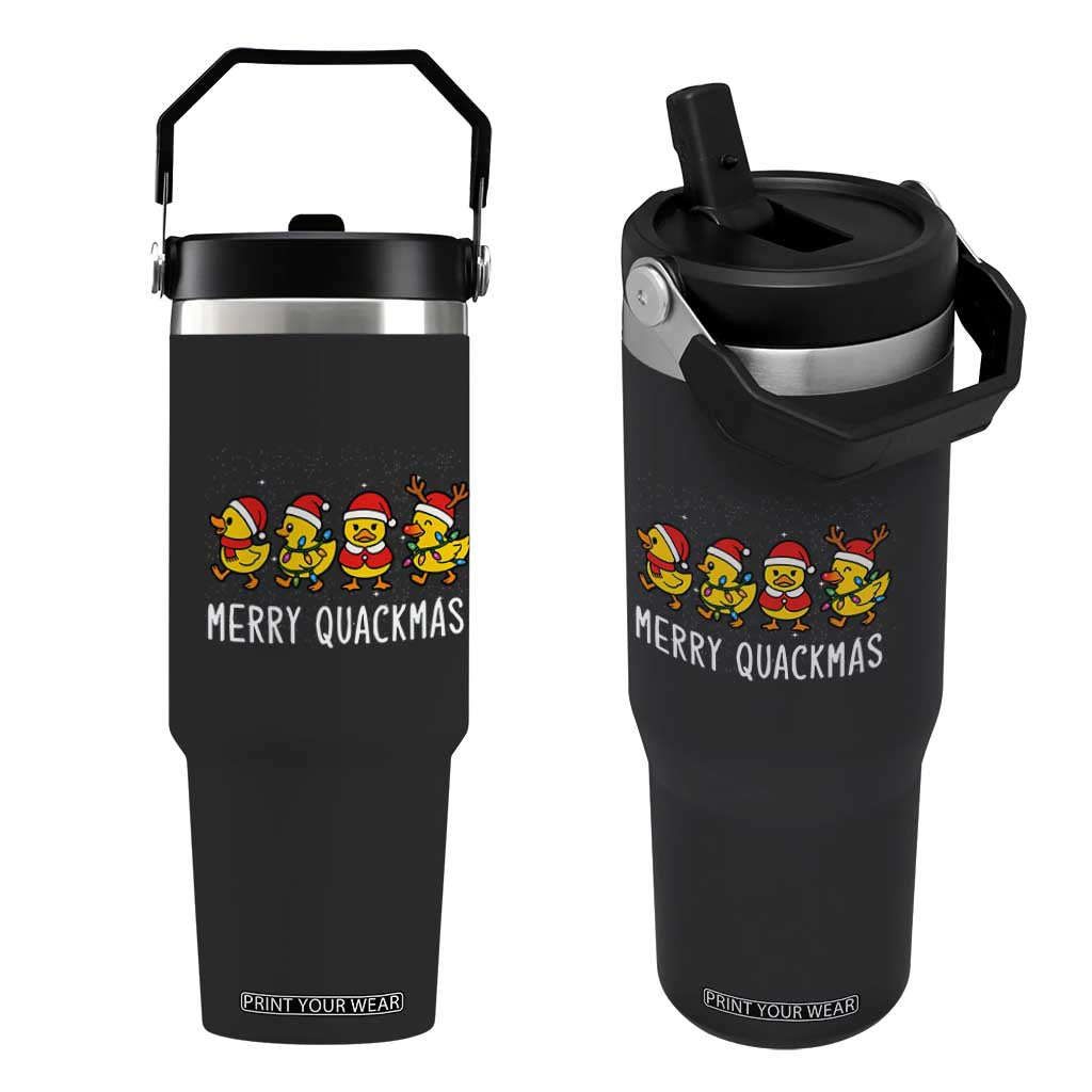 Funny Christmas Duck Flip Straw Tumbler Merry Quackmas Gift TS12 One Size: 30 oz Black Print Your Wear