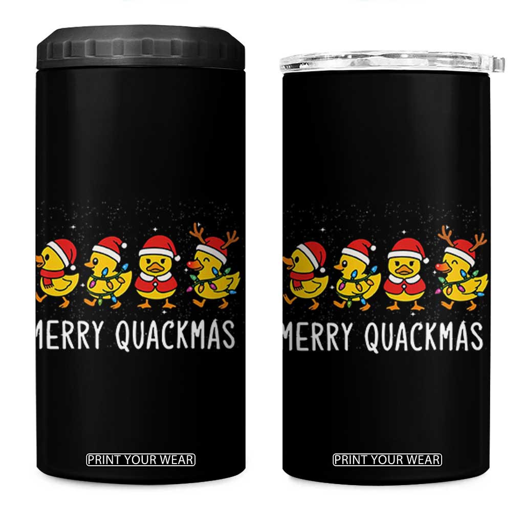 Funny Christmas Duck 4 in 1 Can Cooler Tumbler Merry Quackmas Gift TS12 One Size: 16 oz Black Print Your Wear