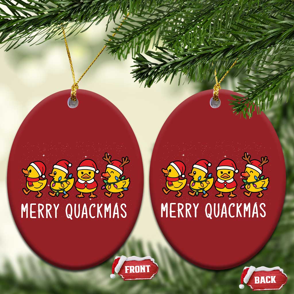 Funny Xmas Duck Christmas Ornament Merry Quackmas Gift TS12 Oval Red Print Your Wear