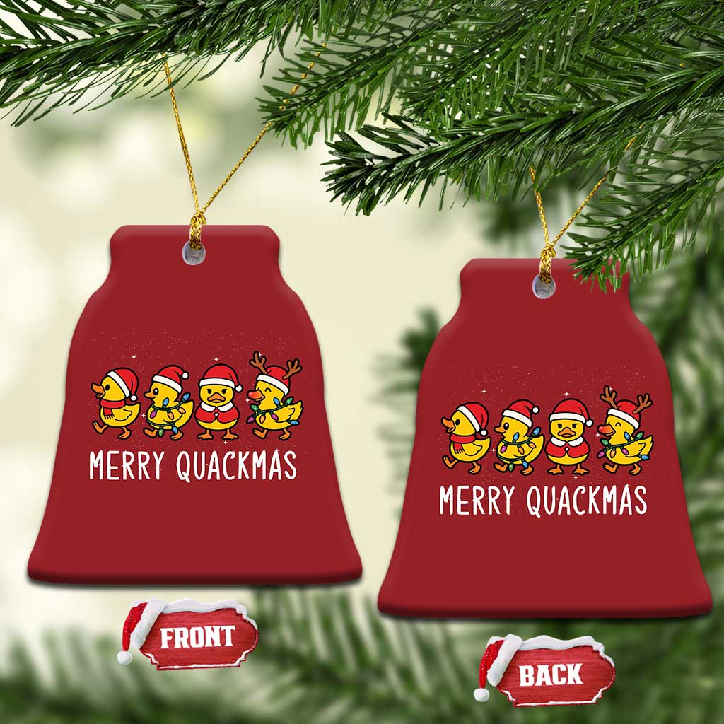 Funny Xmas Duck Christmas Ornament Merry Quackmas Gift TS12 Bell Flake Red Print Your Wear