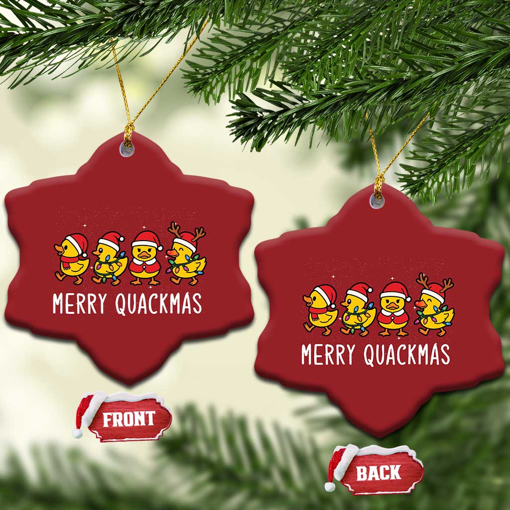 Funny Xmas Duck Christmas Ornament Merry Quackmas Gift TS12 Snow Flake Red Print Your Wear