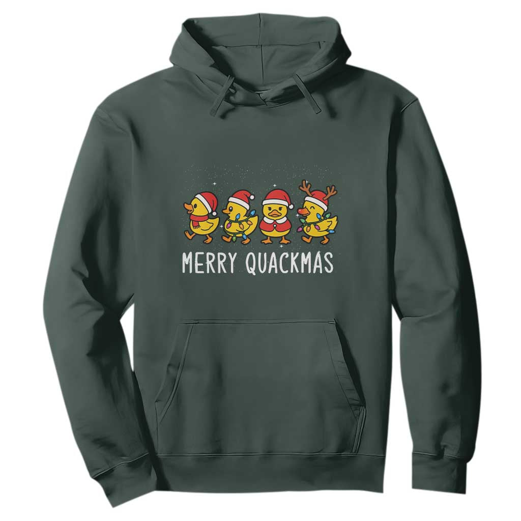 Funny Christmas Duck Hoodie Merry Quackmas Gift TS12 Dark Forest Green Print Your Wear
