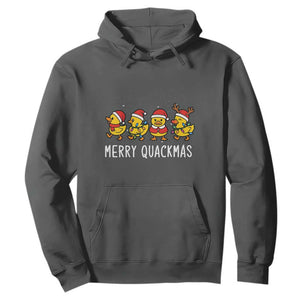 Funny Christmas Duck Hoodie Merry Quackmas Gift TS12 Dark Heather Print Your Wear