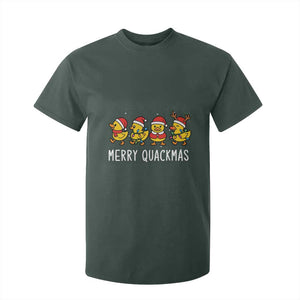 Funny Christmas Duck T Shirt For Kid Merry Quackmas Gift TS12 Dark Forest Green Print Your Wear